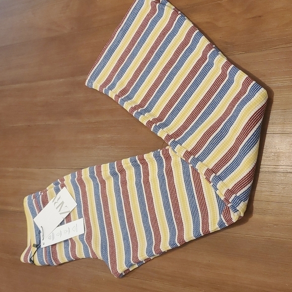 Zara Striped textured ribbed pants size Small - Picture 5 of 6
